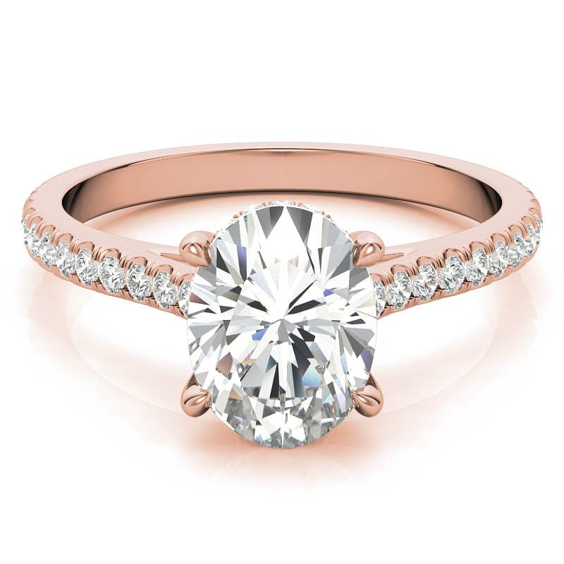 Oval Hidden Halo Cathedral Moissanite Engagement Ring