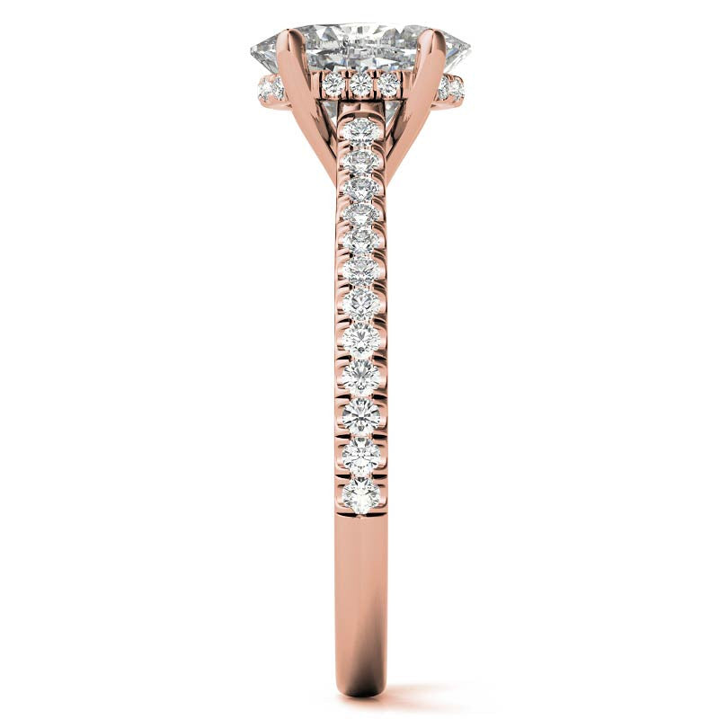 Oval Hidden Halo Cathedral Moissanite Engagement Ring