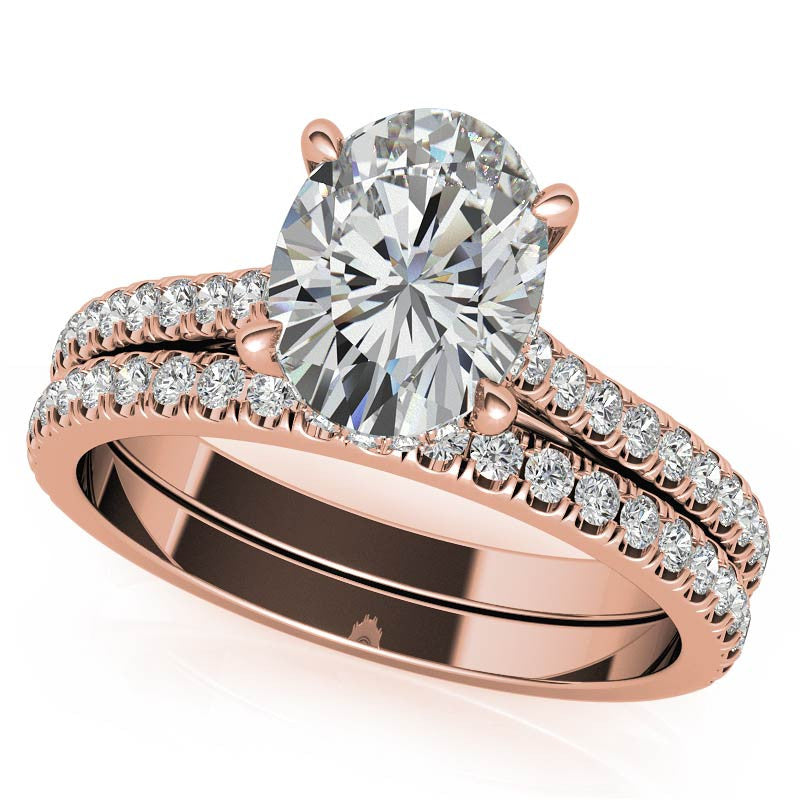 Oval Hidden Halo Cathedral Moissanite Engagement Ring