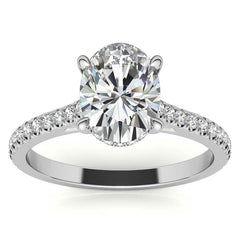 Oval Hidden Halo Cathedral Moissanite Engagement Ring