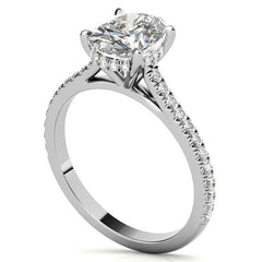 Oval Hidden Halo Cathedral Moissanite Engagement Ring
