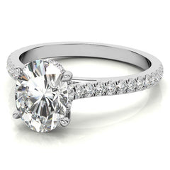 Oval Hidden Halo Cathedral Moissanite Engagement Ring