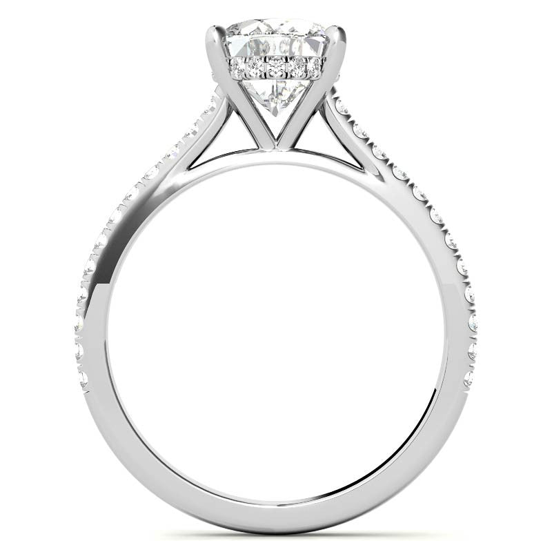 Oval Hidden Halo Cathedral Moissanite Engagement Ring