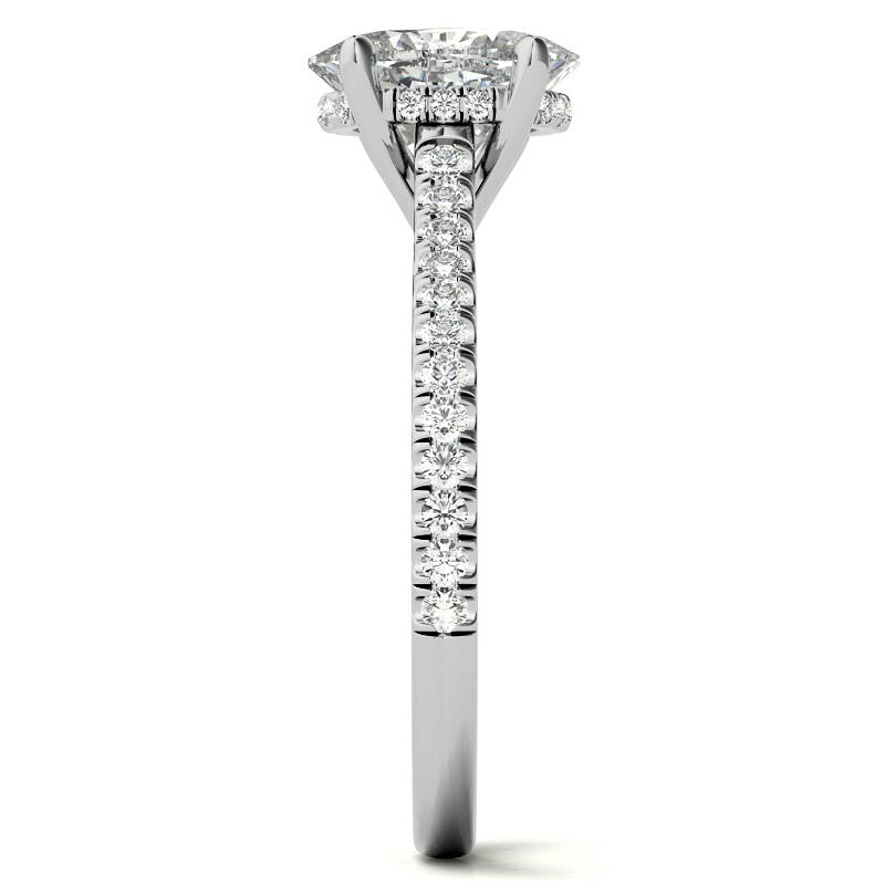 Oval Hidden Halo Cathedral Moissanite Engagement Ring
