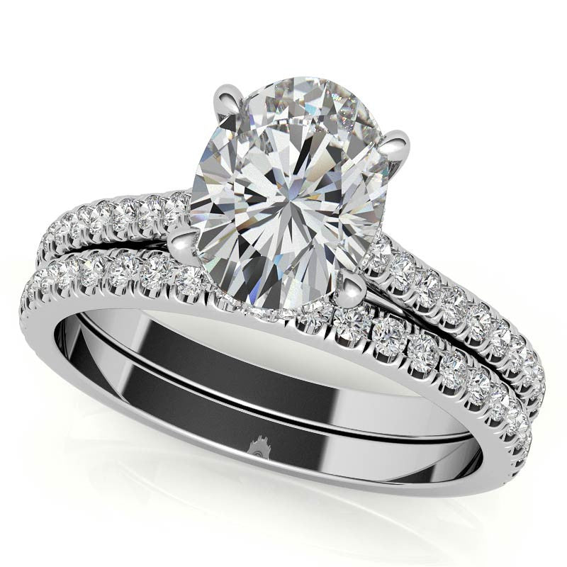 Oval Hidden Halo Cathedral Moissanite Engagement Ring