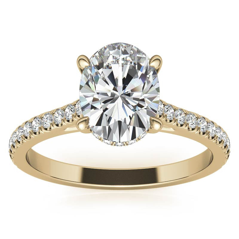 Oval Hidden Halo Cathedral Moissanite Engagement Ring