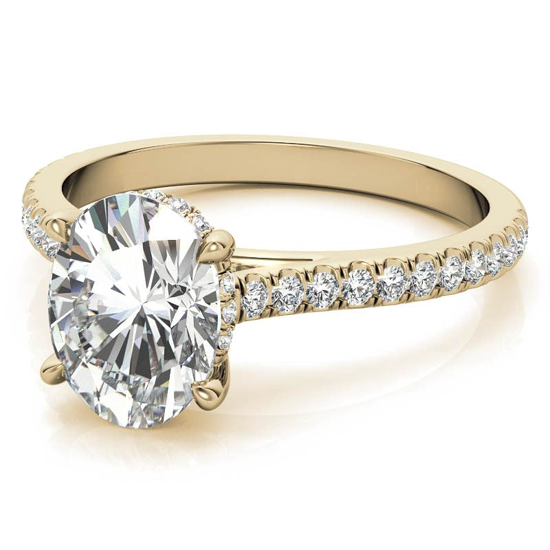 Oval Hidden Halo Cathedral Moissanite Engagement Ring