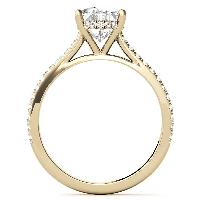 Oval Hidden Halo Cathedral Moissanite Engagement Ring