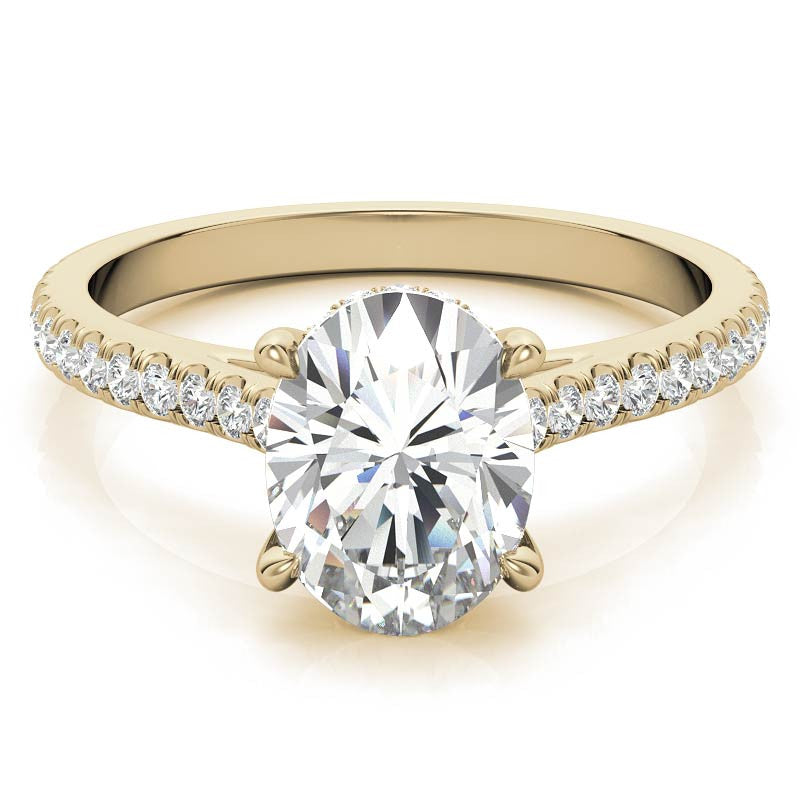 Oval Hidden Halo Cathedral Moissanite Engagement Ring