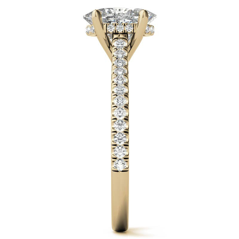 Oval Hidden Halo Cathedral Moissanite Engagement Ring