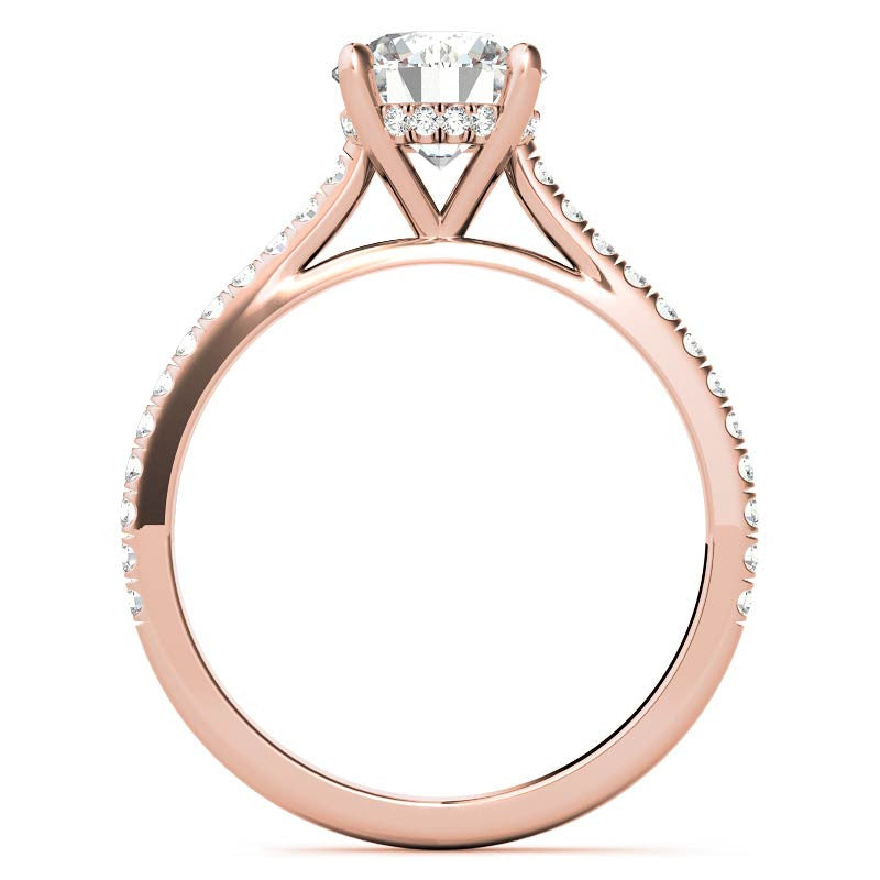 Round Hidden Halo Cathedral Moissanite Engagement Ring
