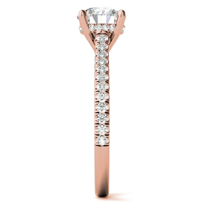 Round Hidden Halo Cathedral Moissanite Engagement Ring