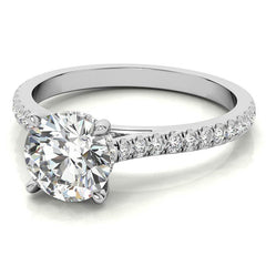 Round Hidden Halo Cathedral Moissanite Engagement Ring