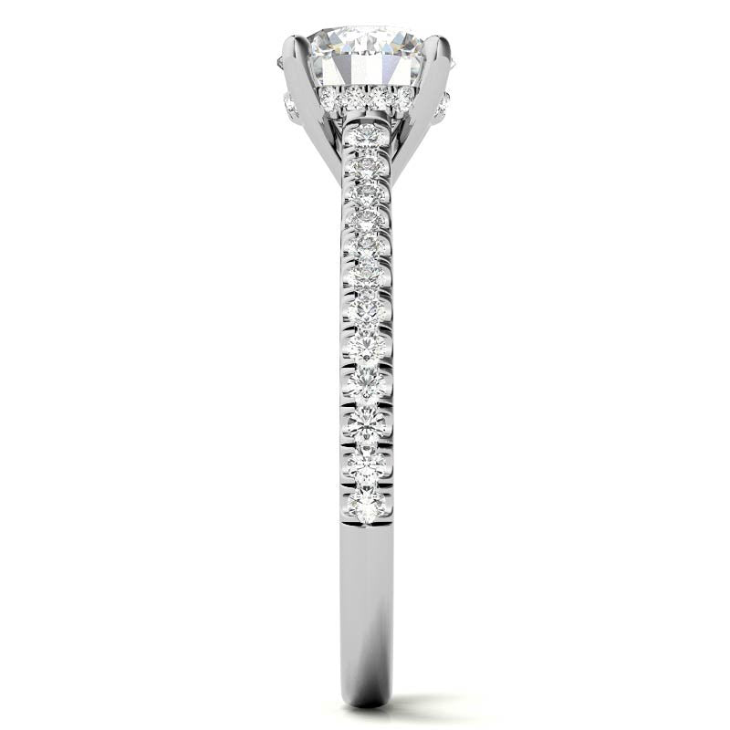 Round Hidden Halo Cathedral Moissanite Engagement Ring