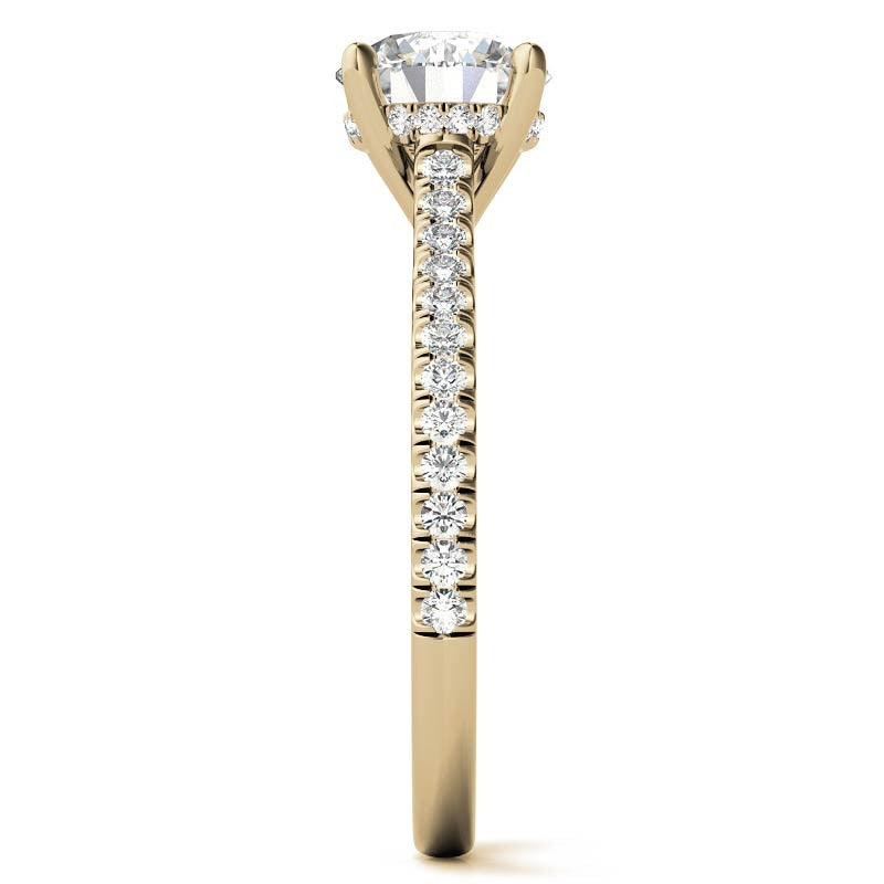 Round Hidden Halo Cathedral Moissanite Engagement Ring