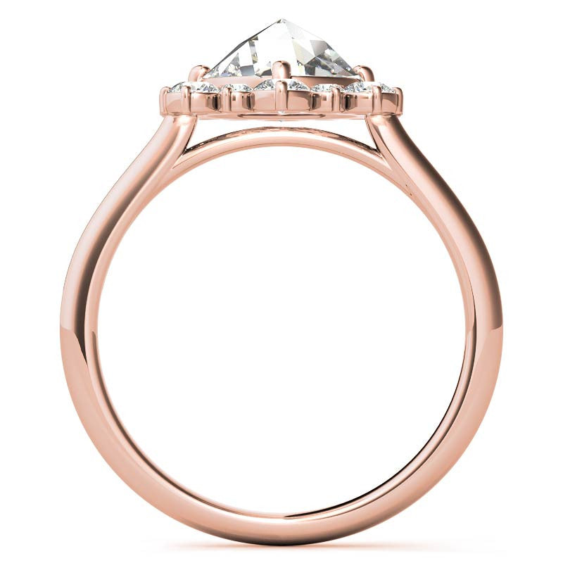 Round Rose Cut Halo Moissanite Engagement Ring