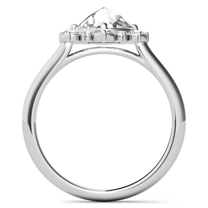 Round Rose Cut Halo Moissanite Engagement Ring