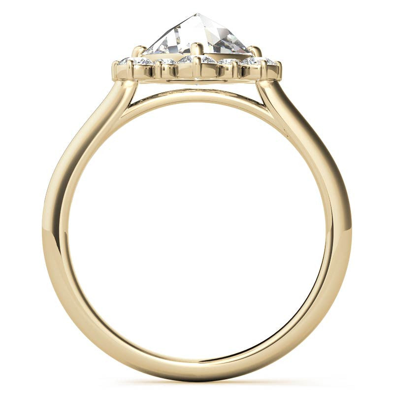 Round Rose Cut Halo Moissanite Engagement Ring
