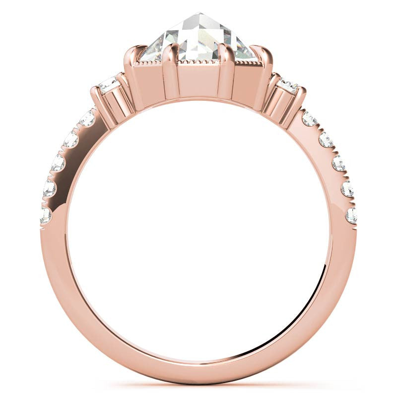 8-Prong Rose Cut Moissanite Engagement Ring with Milgrain