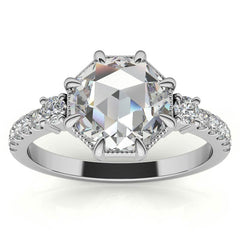8-Prong Rose Cut Moissanite Engagement Ring with Milgrain