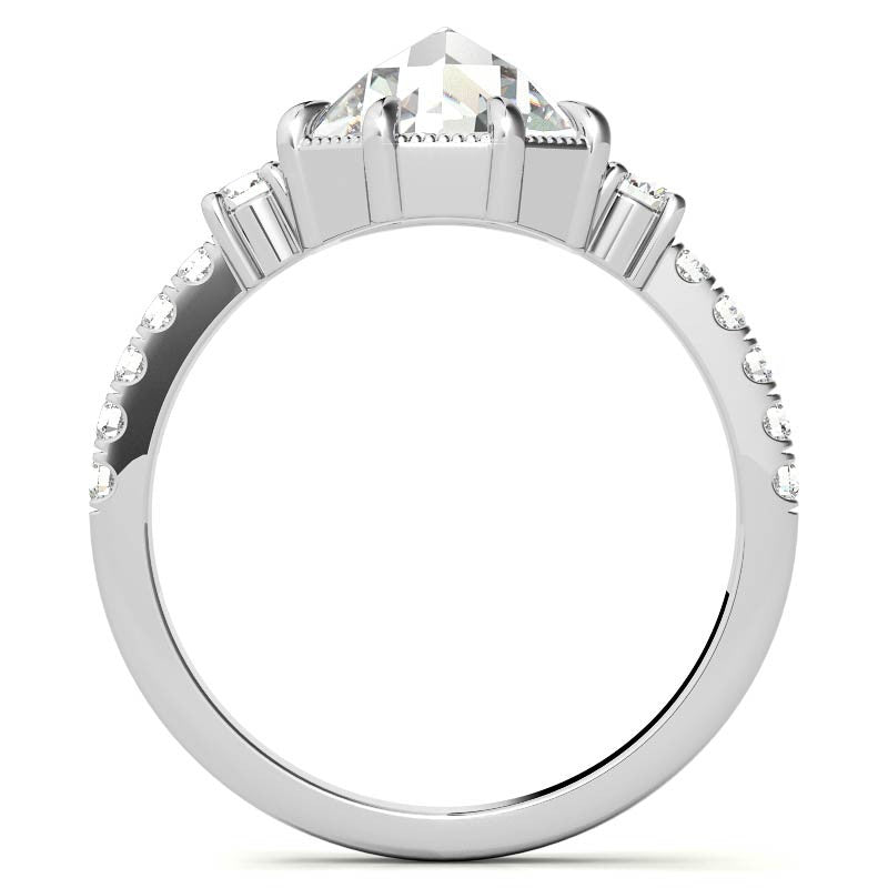 8-Prong Rose Cut Moissanite Engagement Ring with Milgrain