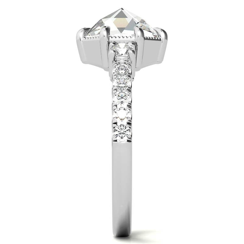 8-Prong Rose Cut Moissanite Engagement Ring with Milgrain