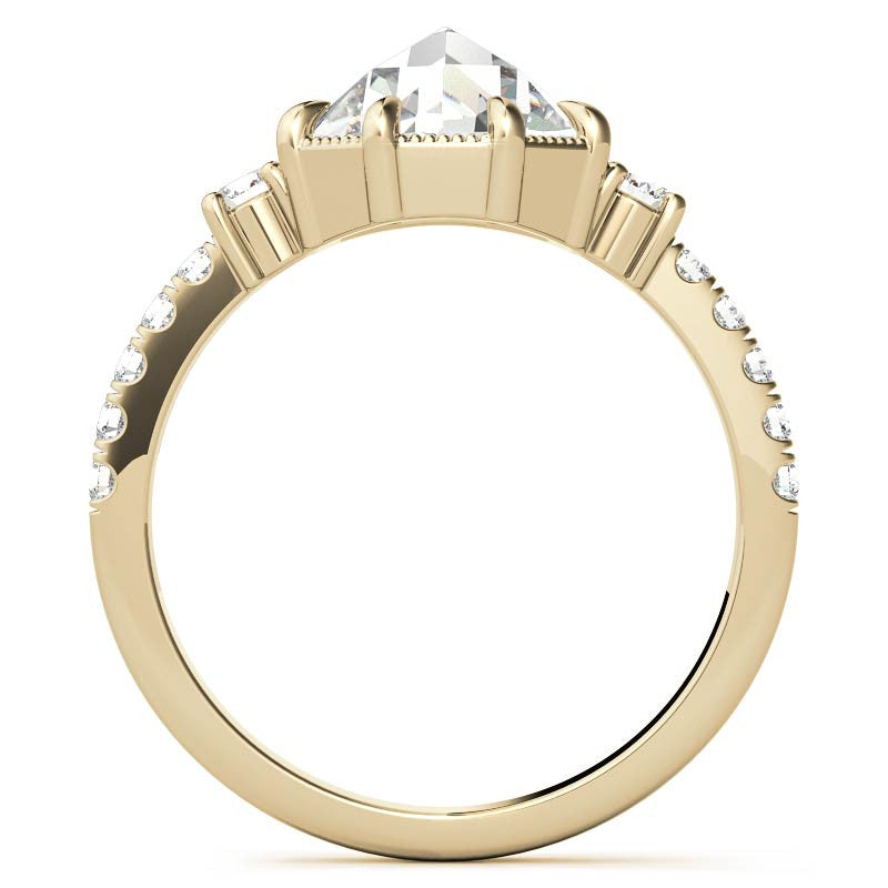 8-Prong Rose Cut Moissanite Engagement Ring with Milgrain