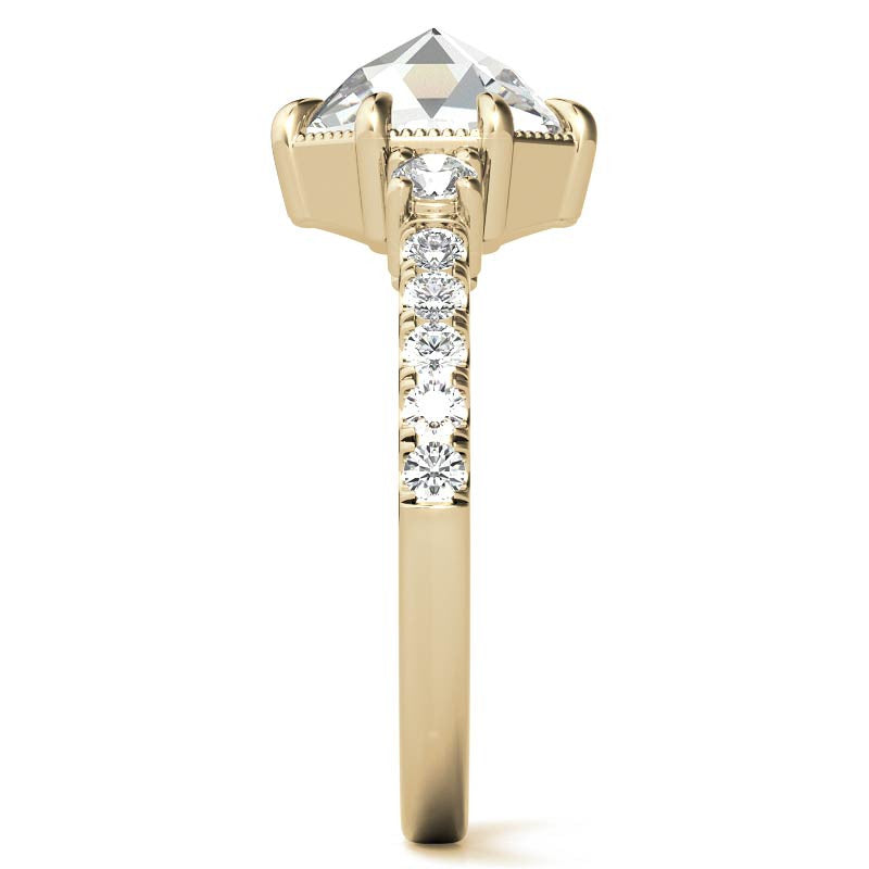 8-Prong Rose Cut Moissanite Engagement Ring with Milgrain