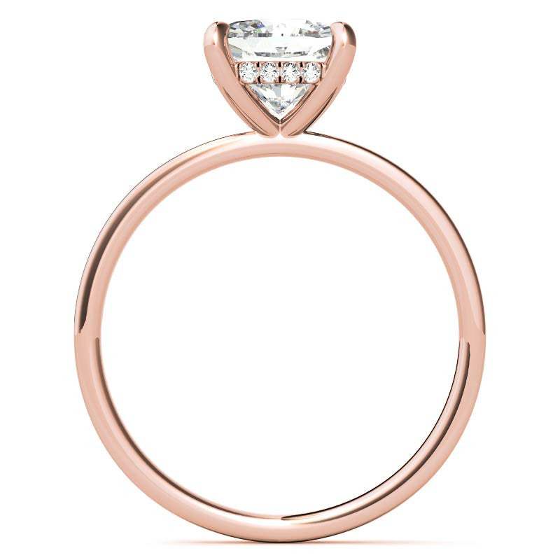Petite Cushion Moissanite Engagement Ring with Hidden Halo