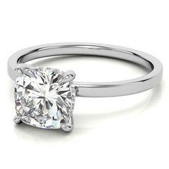 Petite Cushion Moissanite Engagement Ring with Hidden Halo