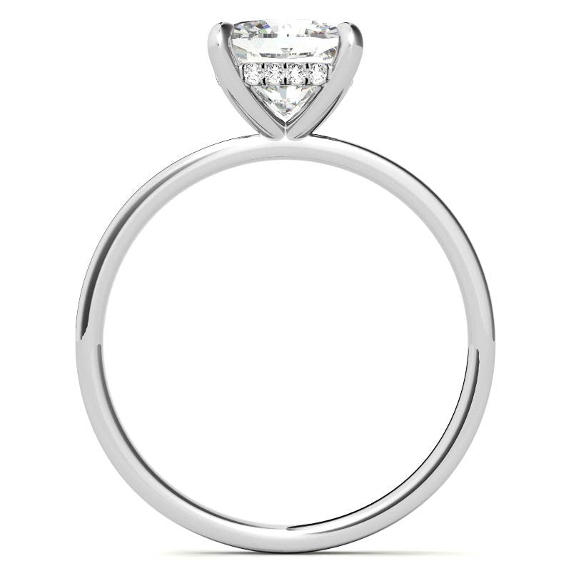 Petite Cushion Moissanite Engagement Ring with Hidden Halo