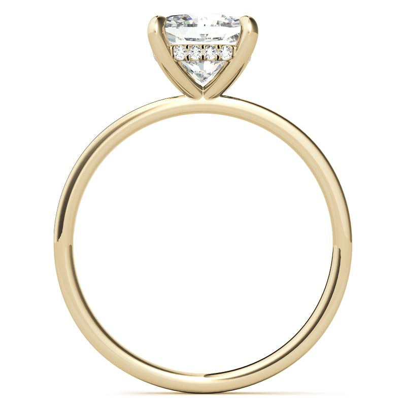 Petite Cushion Moissanite Engagement Ring with Hidden Halo
