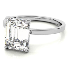 Petite Emerald / Radiant Moissanite Engagement Ring with Hidden Halo
