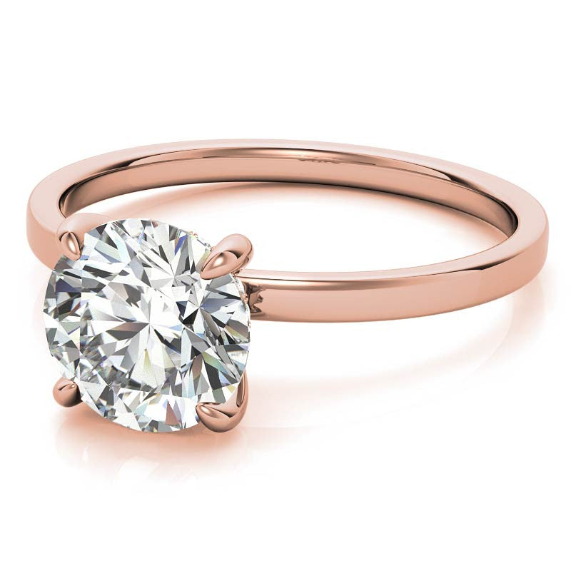 Petite Round Brilliant Moissanite Engagement Ring with Hidden Halo