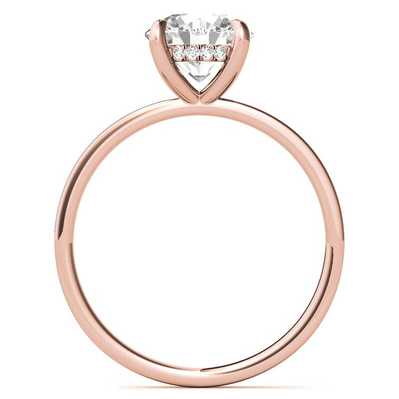 Petite Round Brilliant Moissanite Engagement Ring with Hidden Halo