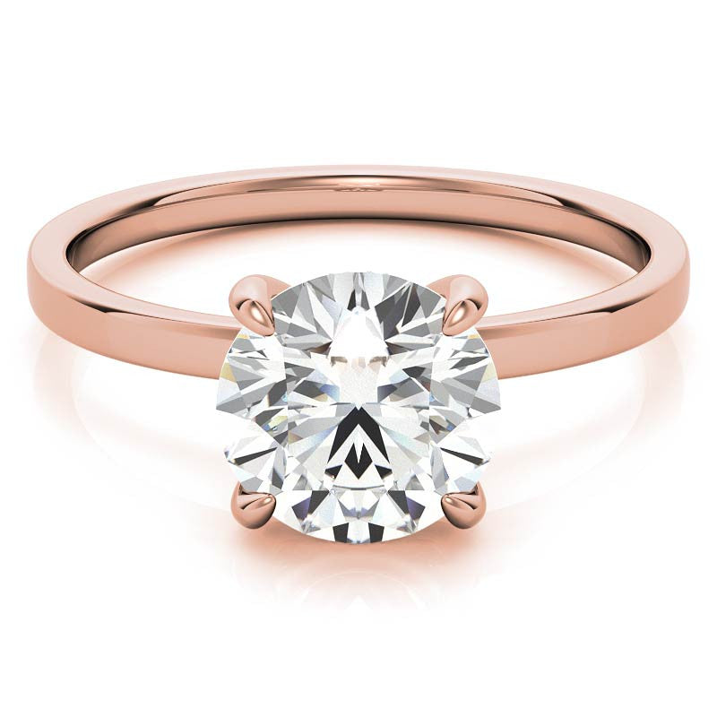 Petite Round Brilliant Moissanite Engagement Ring with Hidden Halo