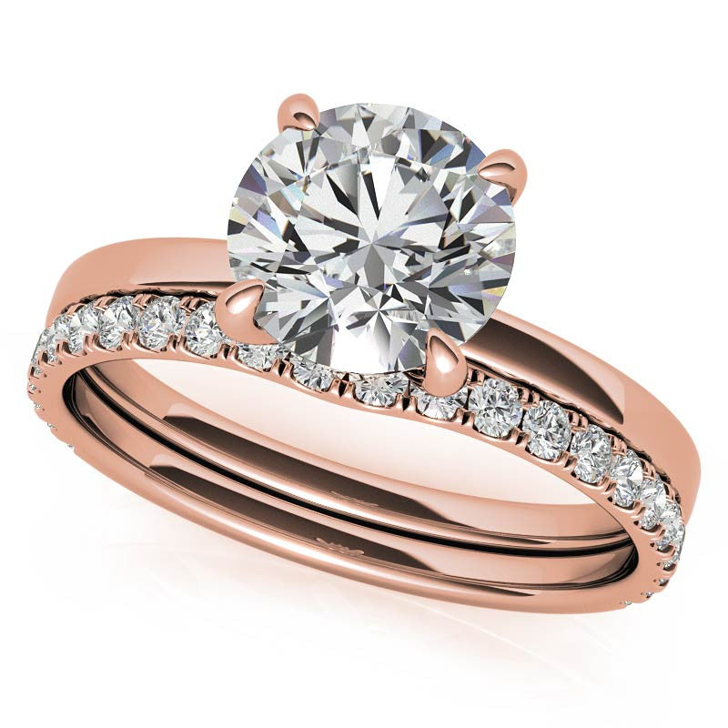 Petite Round Brilliant Moissanite Engagement Ring with Hidden Halo