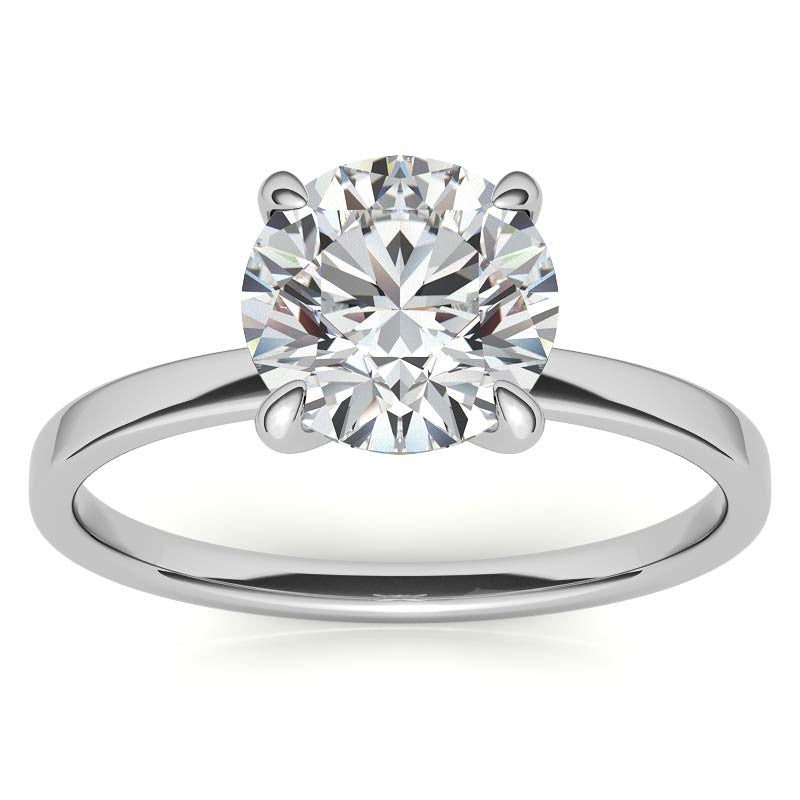 Petite Round Brilliant Moissanite Engagement Ring with Hidden Halo