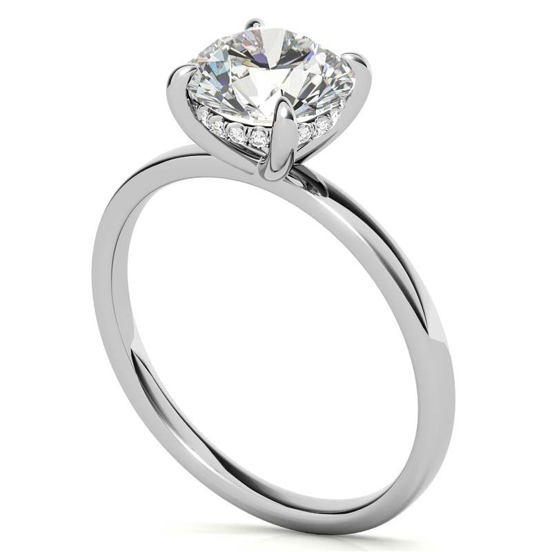 Petite Round Brilliant Moissanite Engagement Ring with Hidden Halo