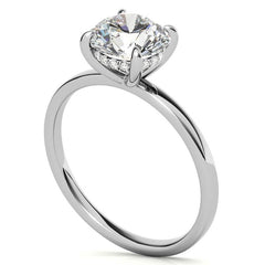 Petite Round Brilliant Moissanite Engagement Ring with Hidden Halo