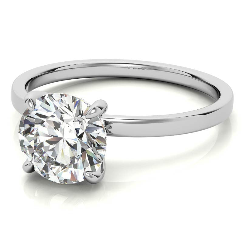 Petite Round Brilliant Moissanite Engagement Ring with Hidden Halo