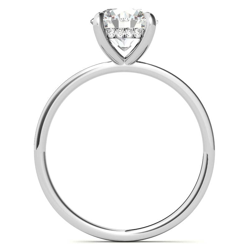 Petite Round Brilliant Moissanite Engagement Ring with Hidden Halo