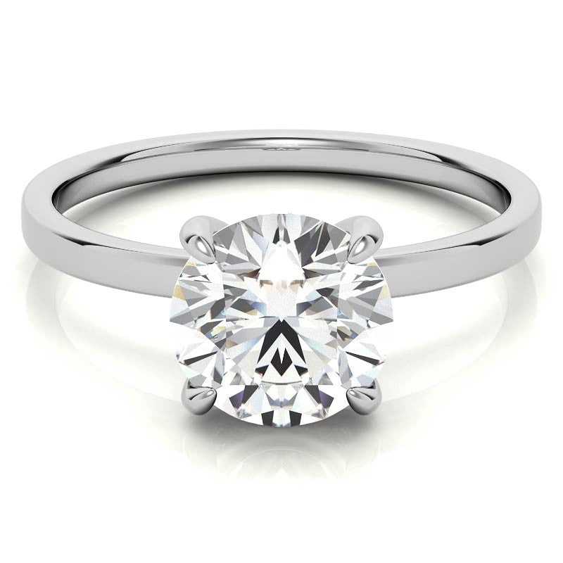 Petite Round Brilliant Moissanite Engagement Ring with Hidden Halo