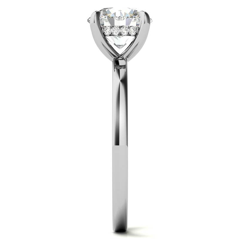 Petite Round Brilliant Moissanite Engagement Ring with Hidden Halo