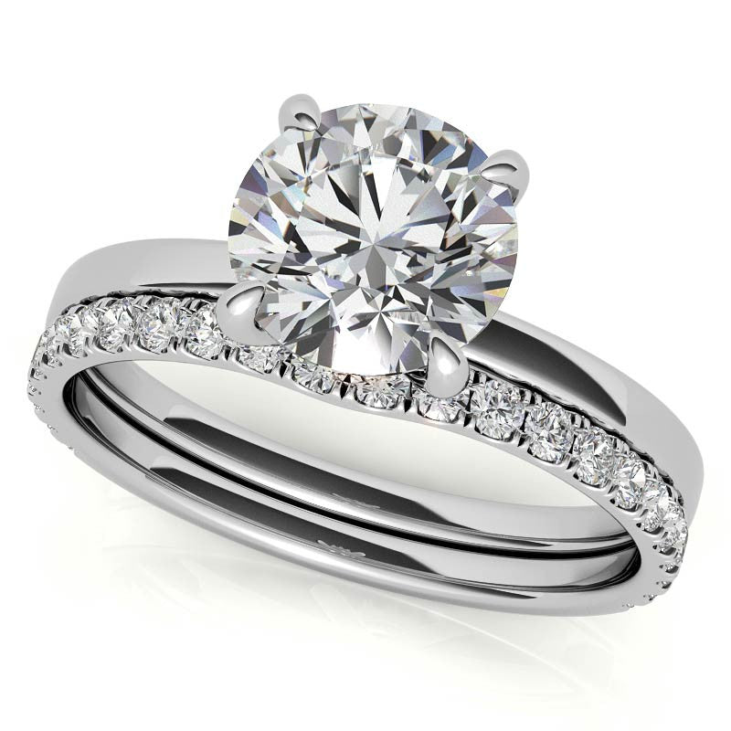 Petite Round Brilliant Moissanite Engagement Ring with Hidden Halo