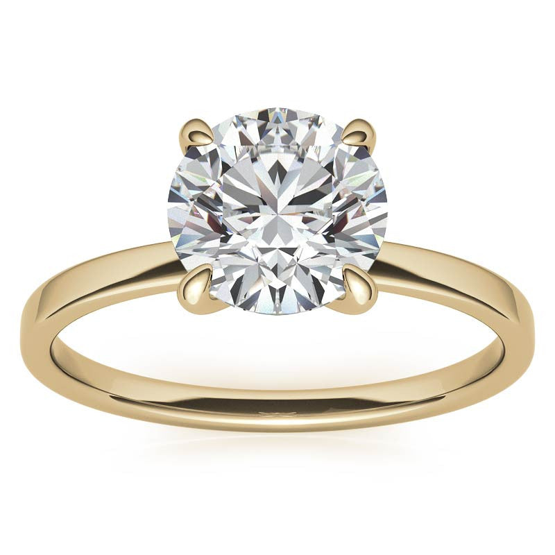 Petite Round Brilliant Moissanite Engagement Ring with Hidden Halo