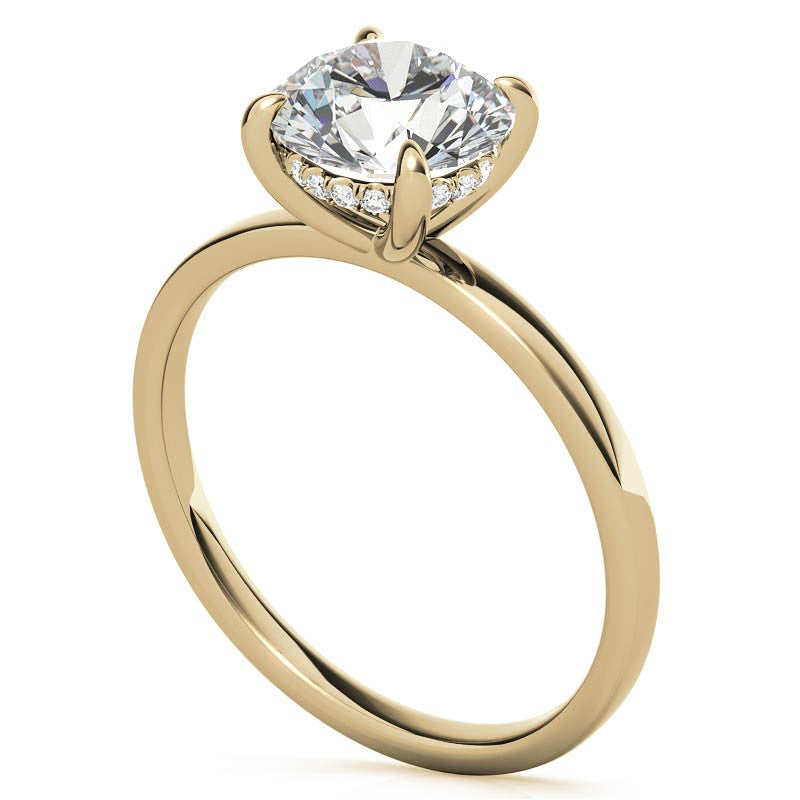 Petite Round Brilliant Moissanite Engagement Ring with Hidden Halo