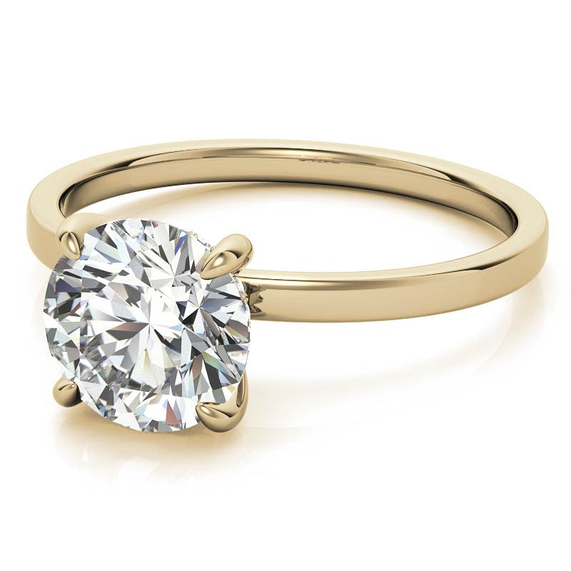 Petite Round Brilliant Moissanite Engagement Ring with Hidden Halo