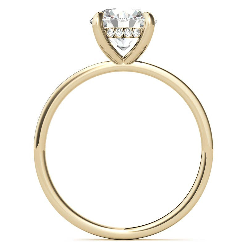 Petite Round Brilliant Moissanite Engagement Ring with Hidden Halo