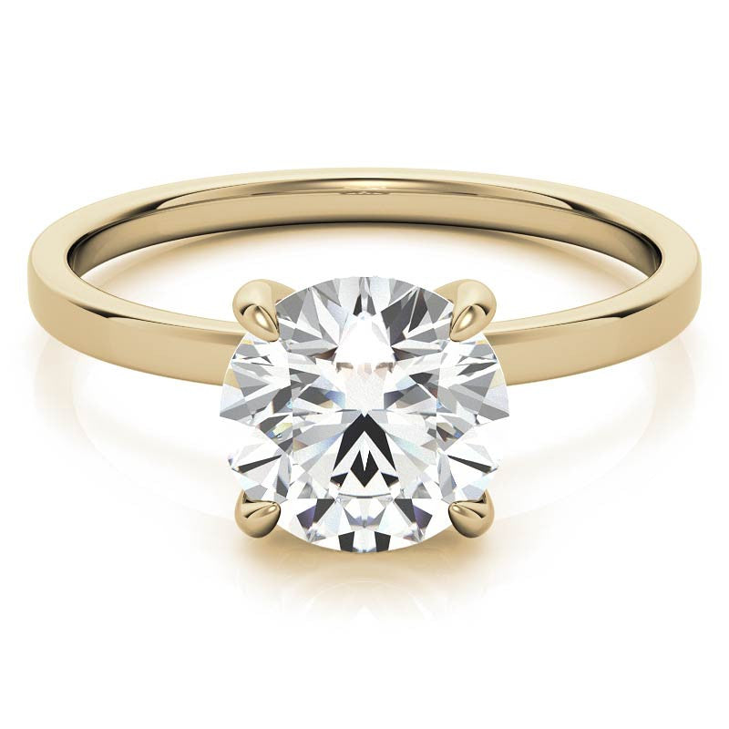 Petite Round Brilliant Moissanite Engagement Ring with Hidden Halo